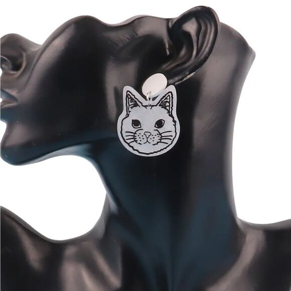 NWOT White Cat Earrings - Picture 1 of 6